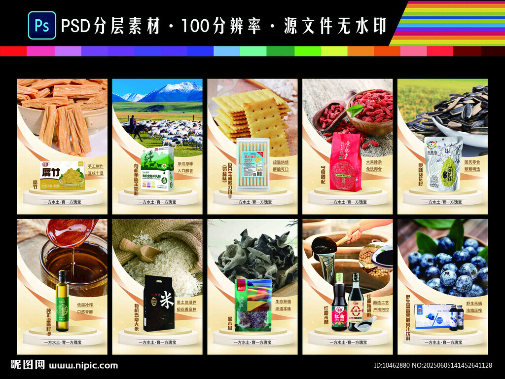 多样美食食材系列展示海报 
