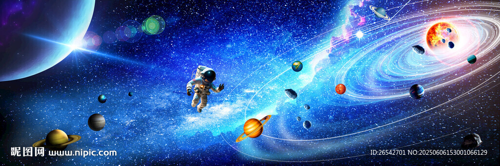 太空黑洞宇宙行星宇航员星空背景