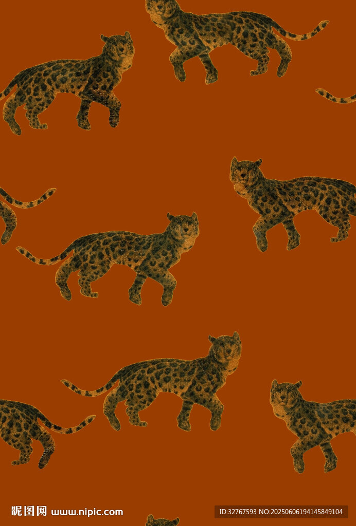 橙色背景上的猎豹图案