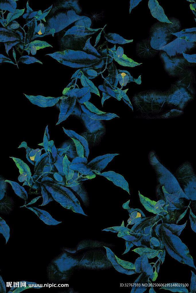 梦幻蓝叶植物纹理背景