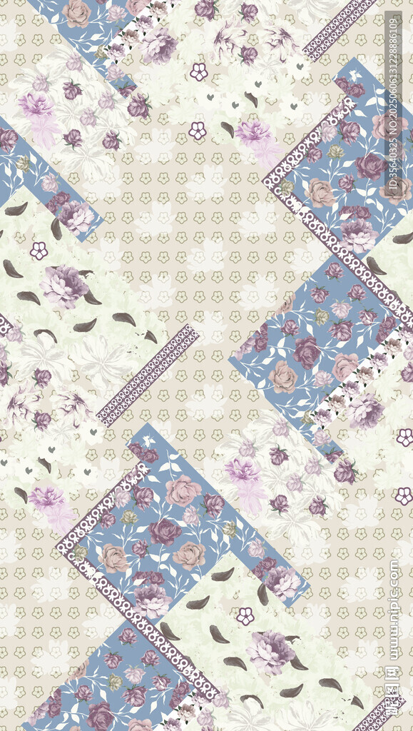 花卉几何图案拼接布料