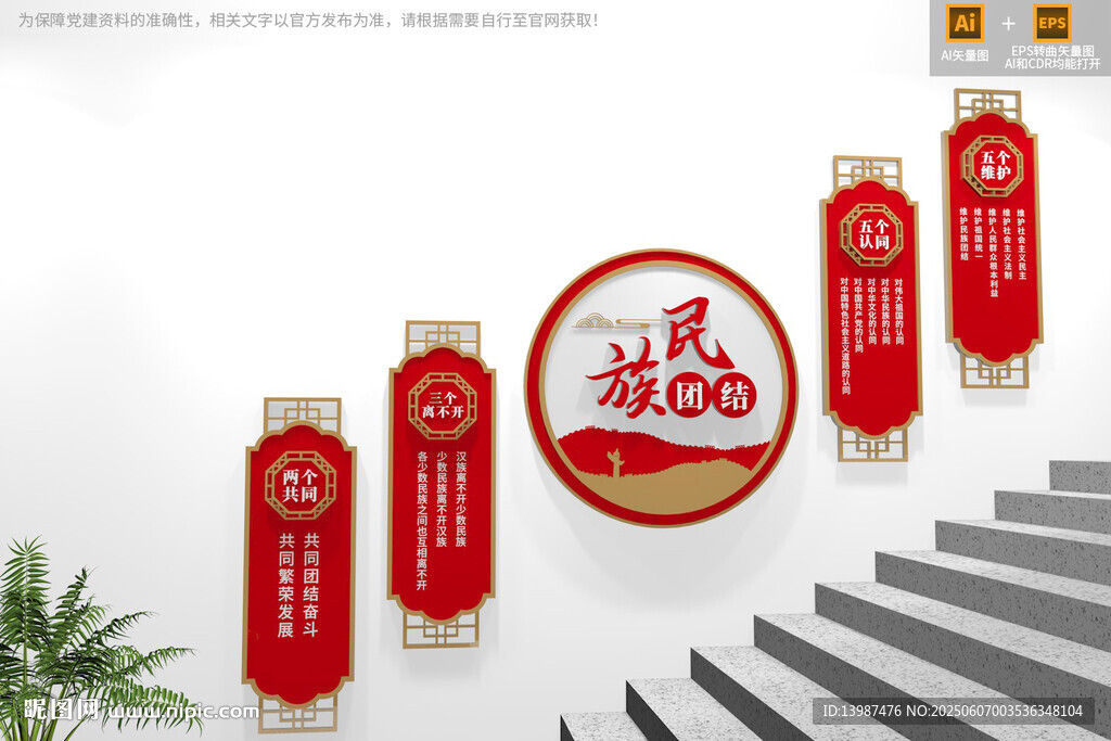 楼梯民族团结文化墙