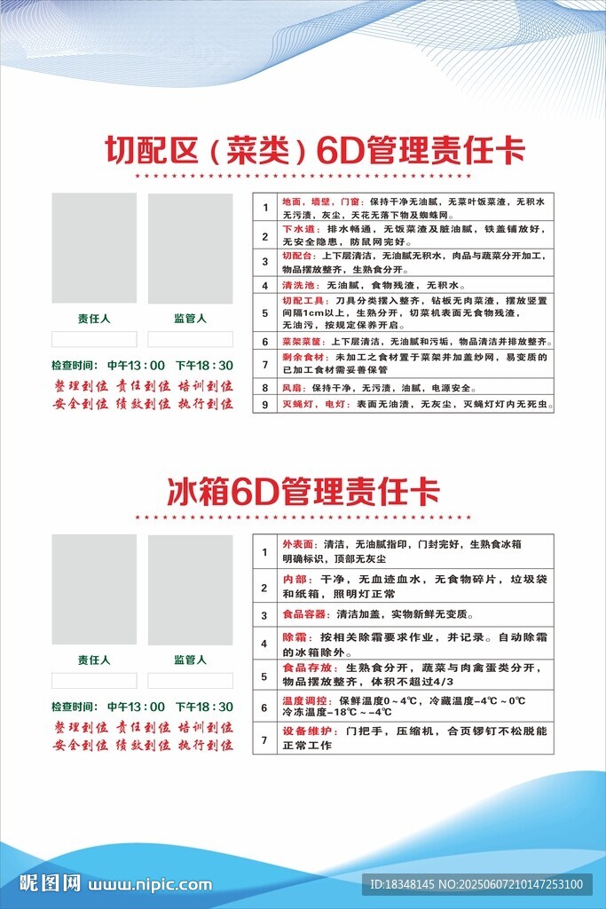 切菜区及冰箱6D管理责任卡