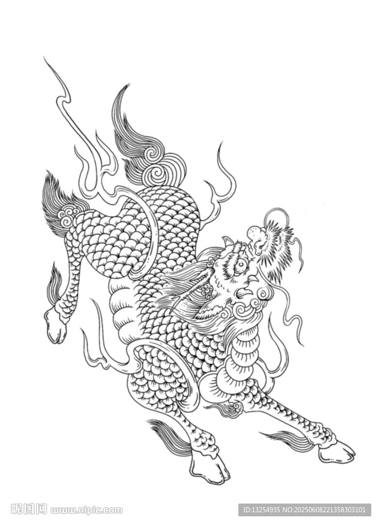 传统麒麟图案设计元素