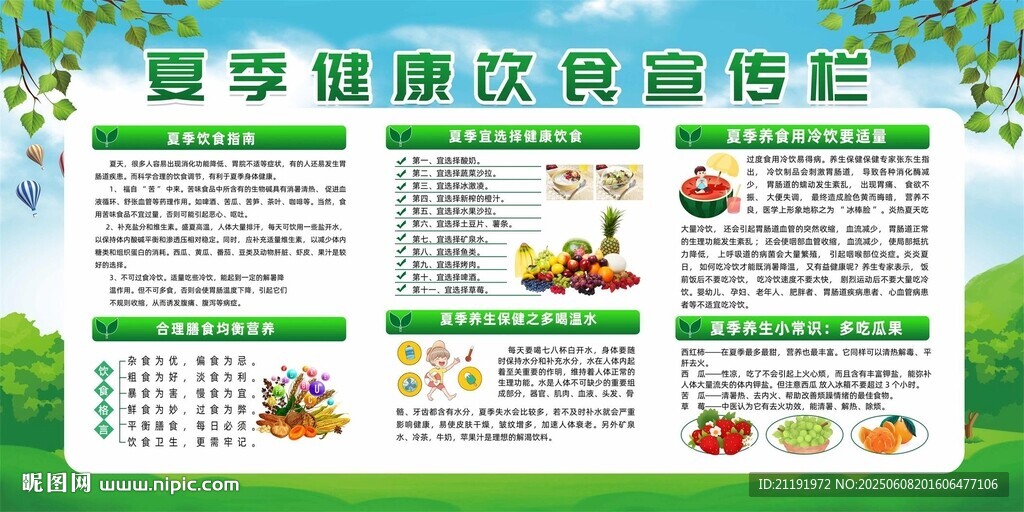 夏季健康饮食宣传栏