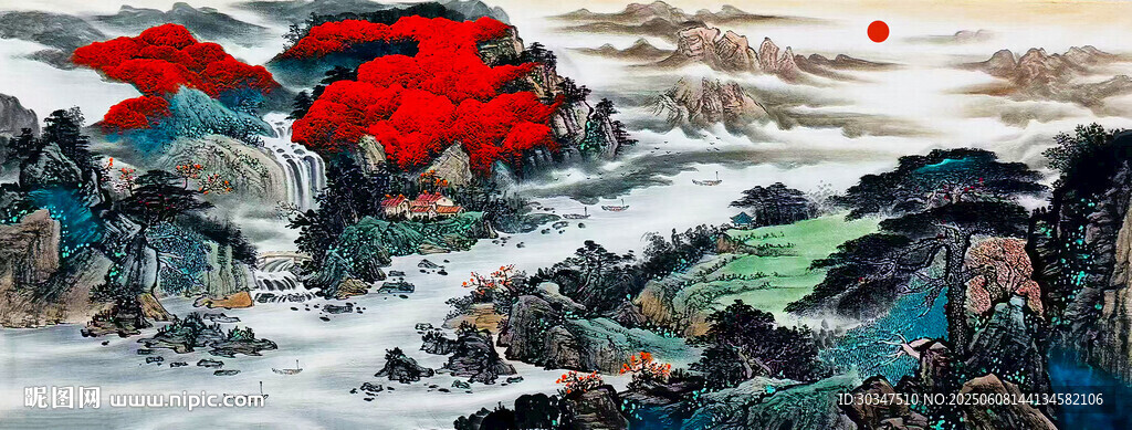水墨山水客厅挂画