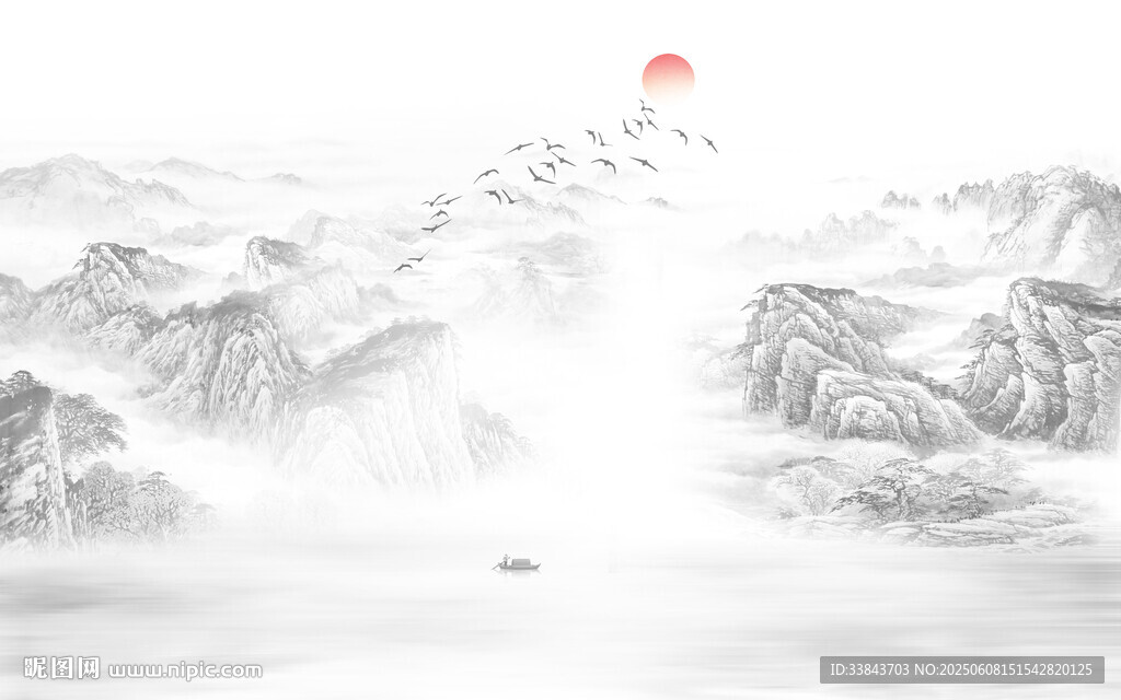 新中式水墨山水画