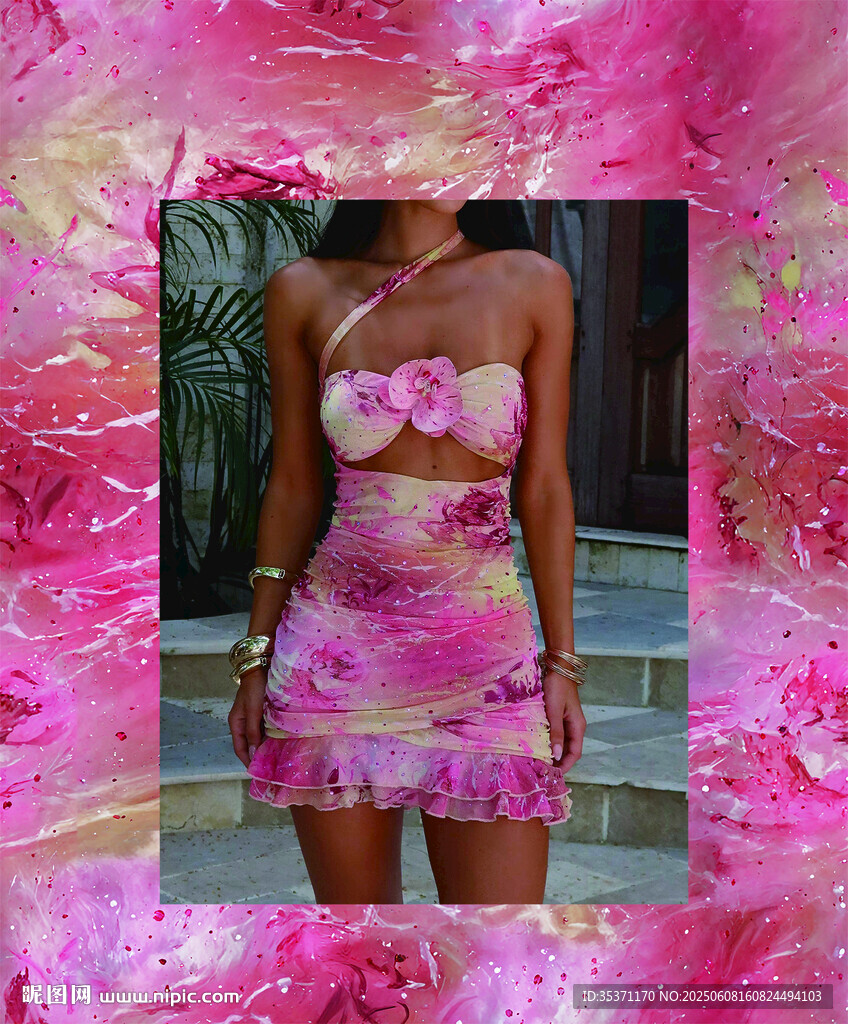 梦幻粉色抽象花卉纹理