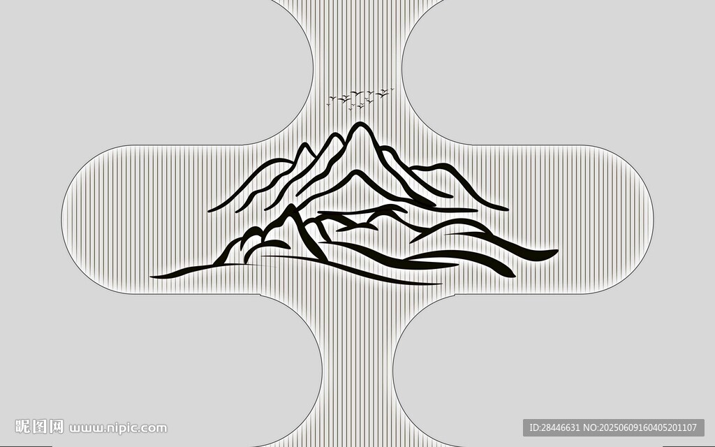 简约线条勾勒的山峦图案