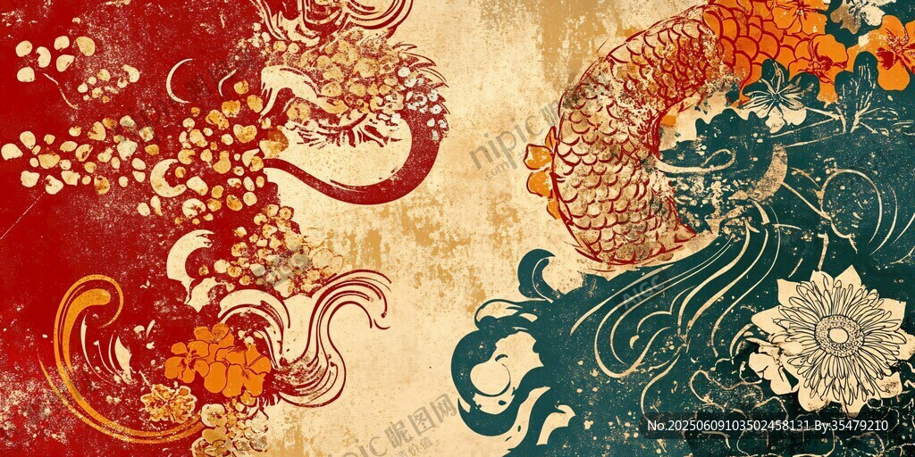 中式传统风祥瑞图案插画