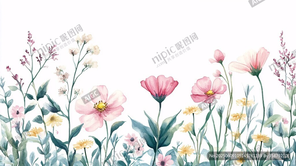 水彩花卉边框图