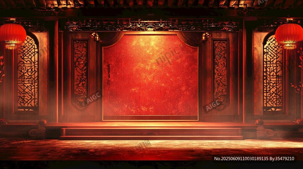 中式古风华丽舞台背景