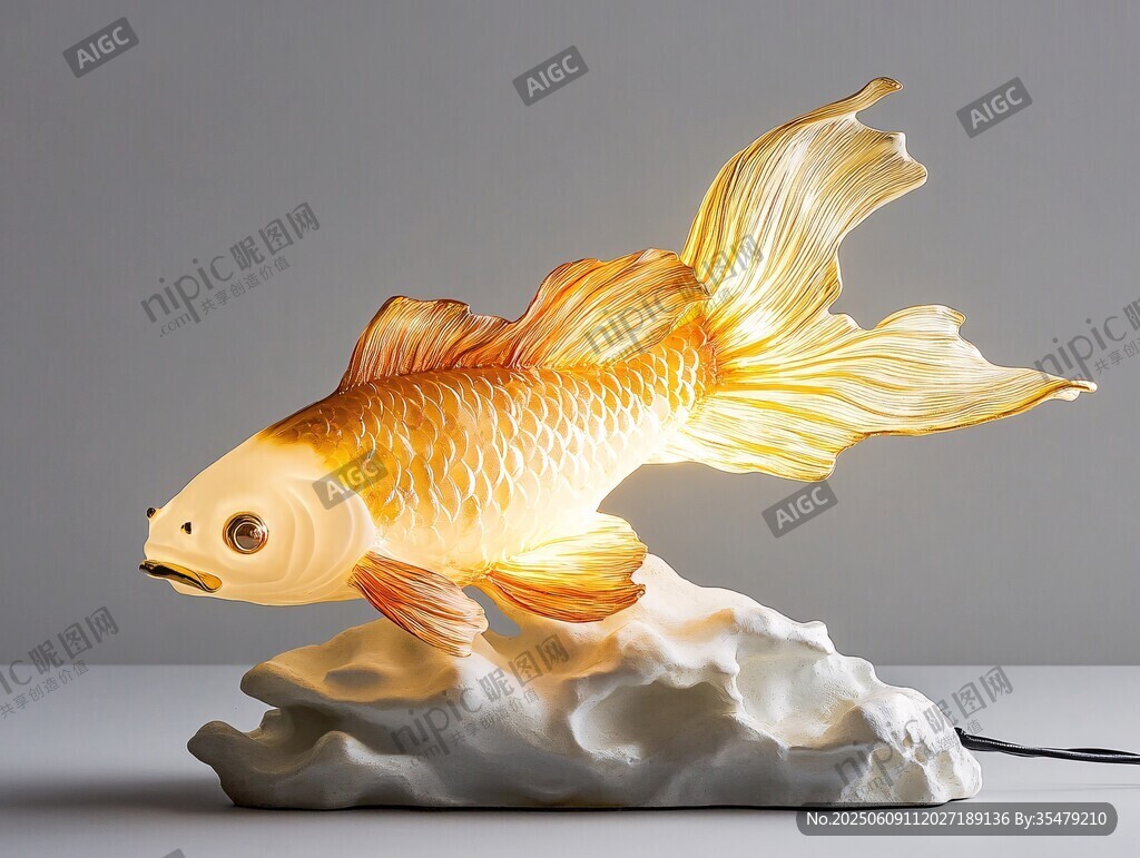 金鱼造型艺术台灯摆件