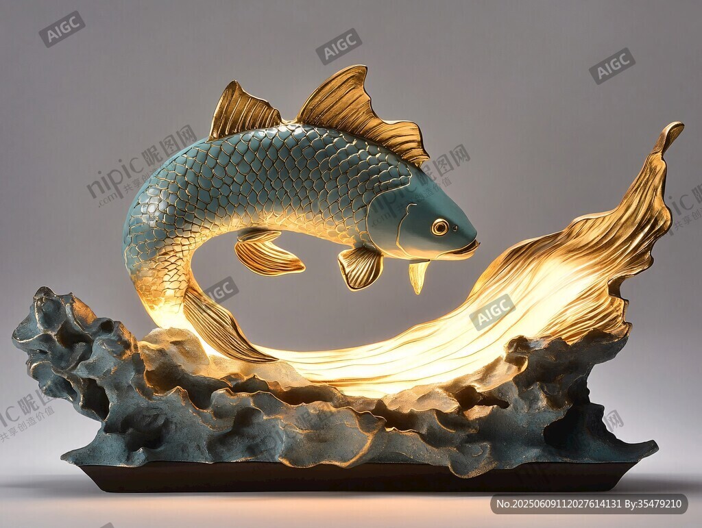 金色鲤鱼雕塑摆件