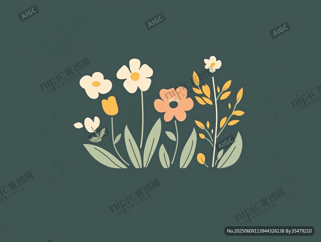 清新手绘风花卉图案