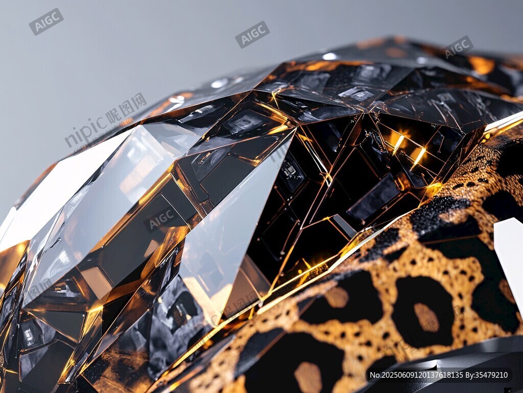 豹纹水晶质感的独特物体