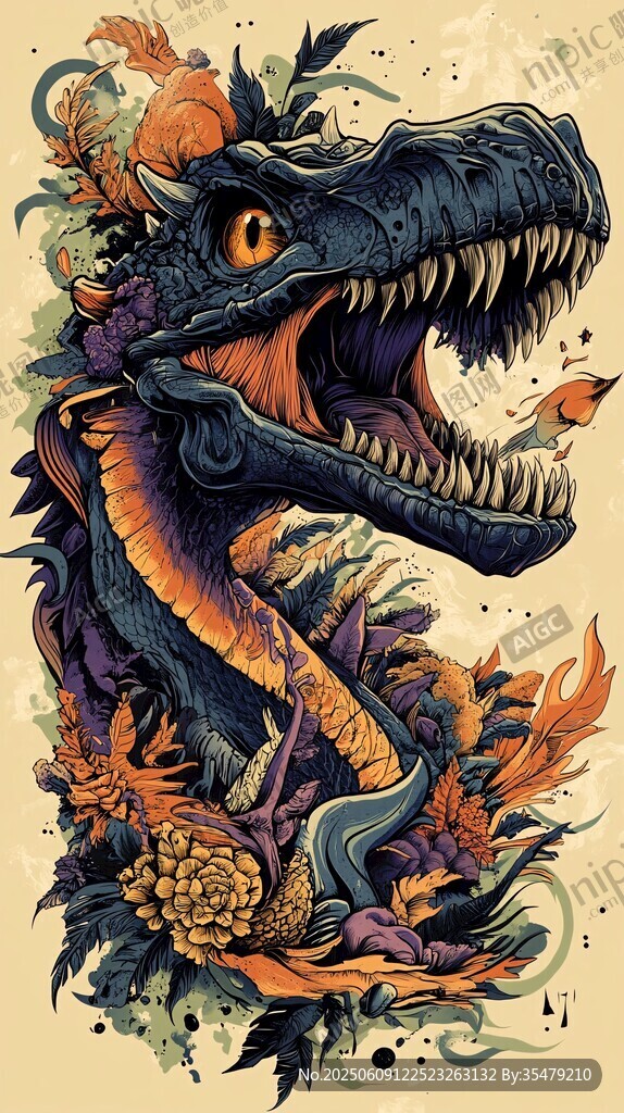 奇幻恐龙插画 野性之美