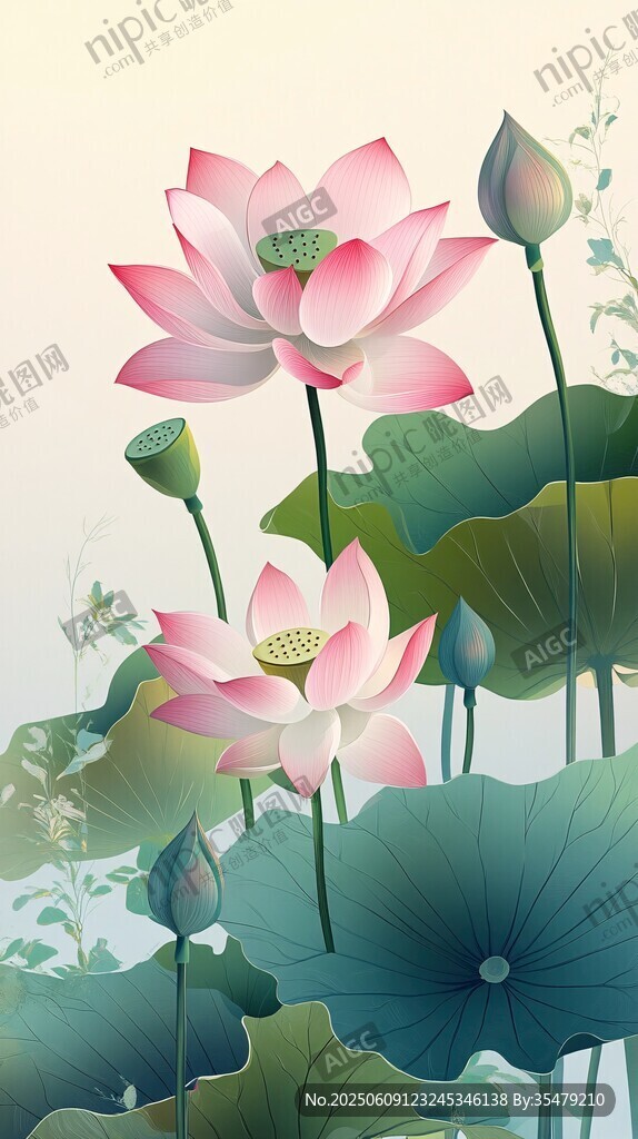 夏日荷花绽放图