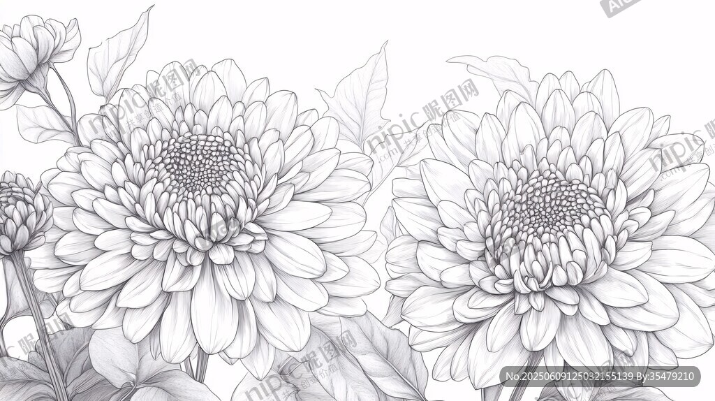 菊花线稿插画