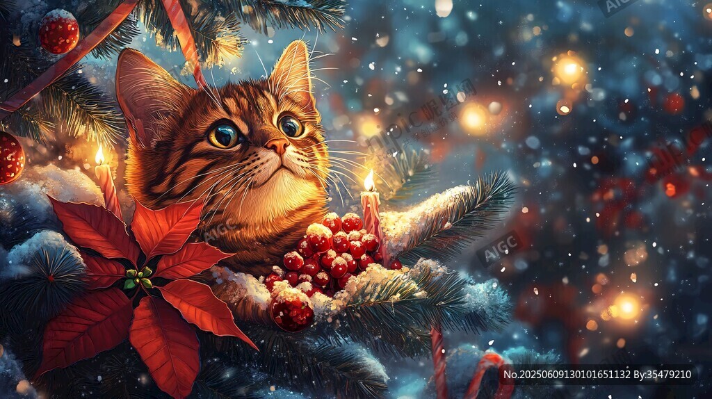 圣诞猫咪的温馨梦幻时刻