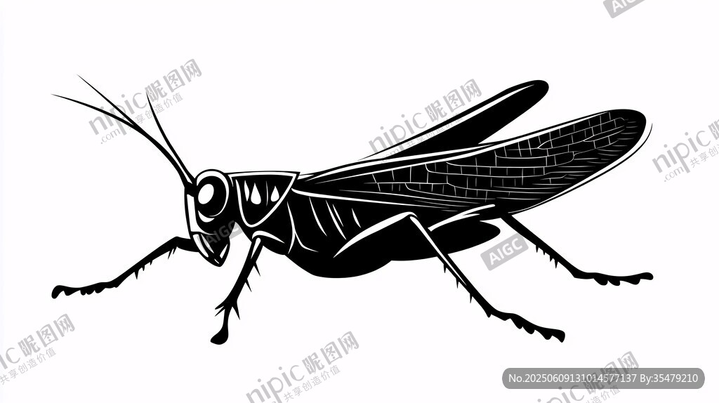 黑白蝗虫插画