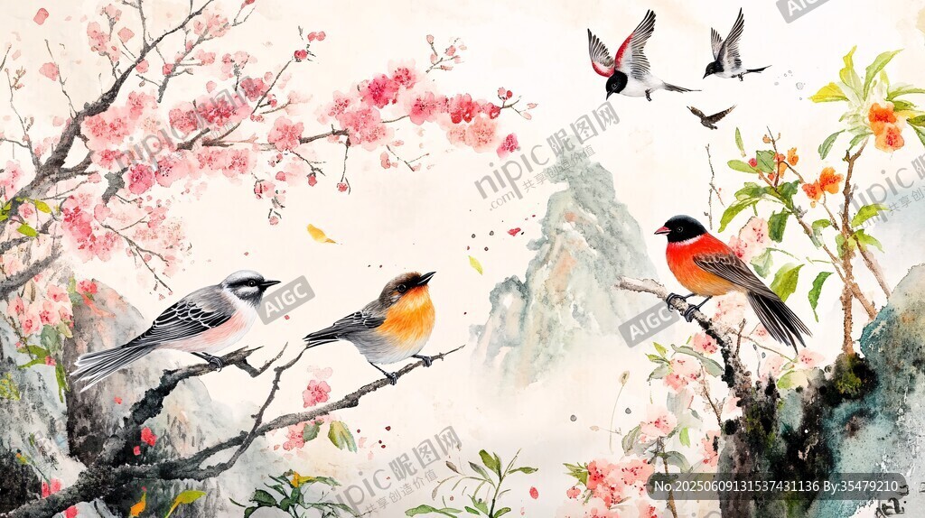 花鸟山水图