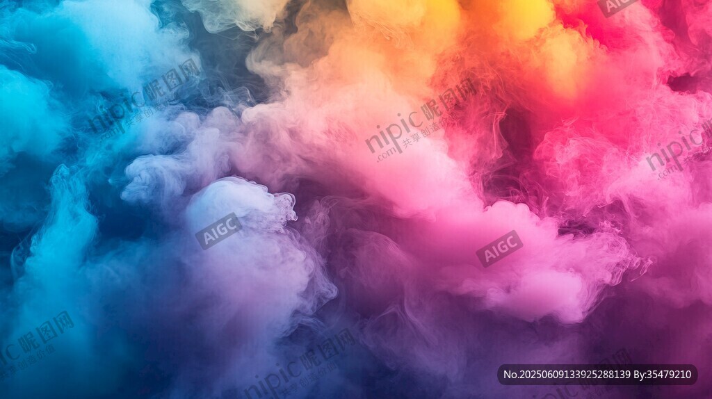 梦幻绚丽彩色烟雾背景图