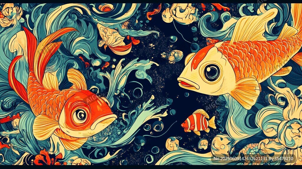 锦鲤游弋于奇幻水世界