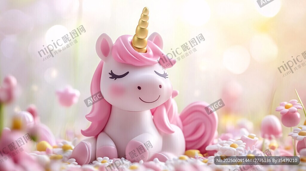 梦幻粉色独角兽摆件