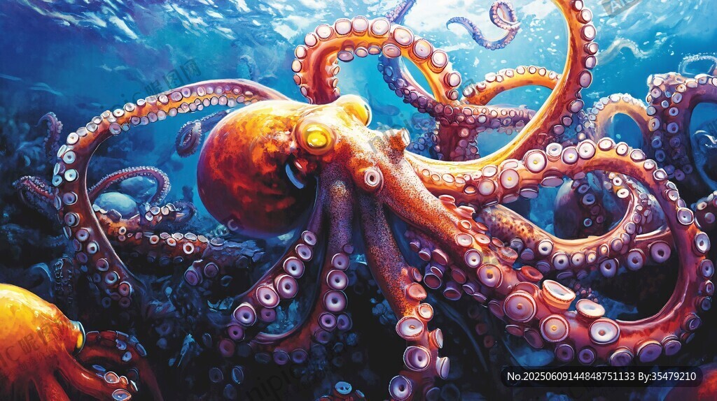深海中的巨型奇幻章鱼