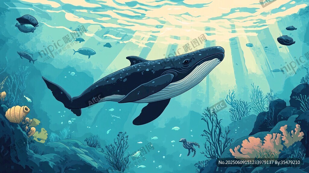 深海鲸鱼的梦幻海底世界