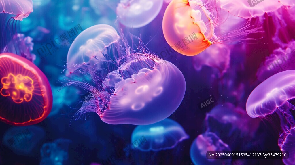 梦幻水母在水中悠然舞动