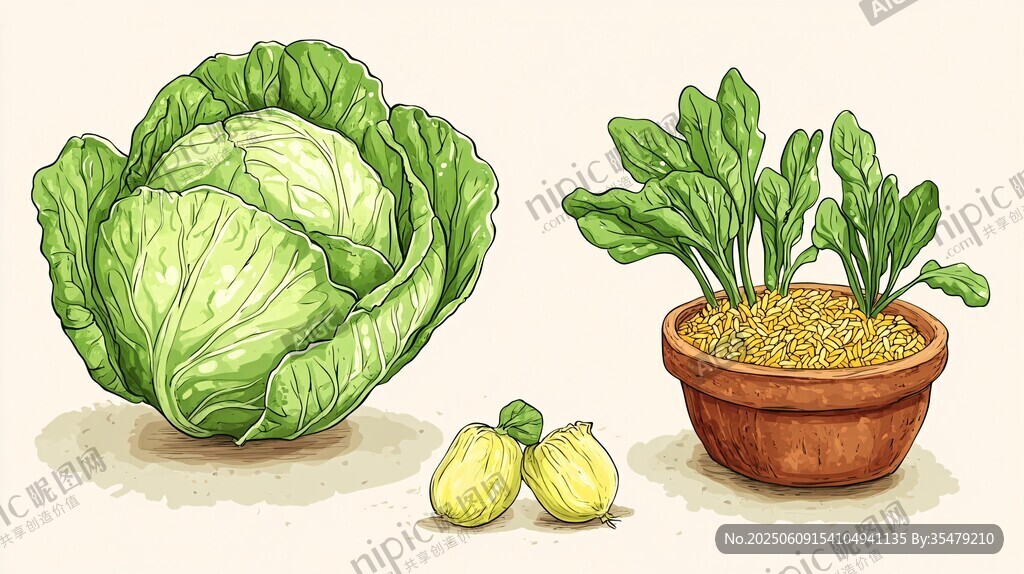 手绘蔬菜组合插画