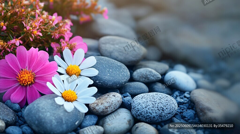花石相映的唯美自然景致