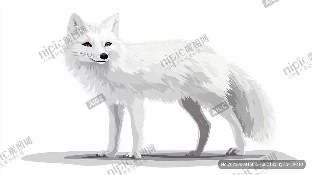 站立的可爱白色狐狸