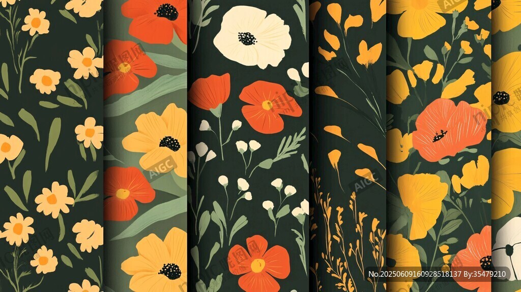 多彩花卉图案布料展示