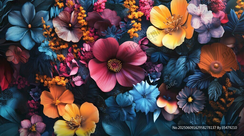 缤纷花卉艺术插画