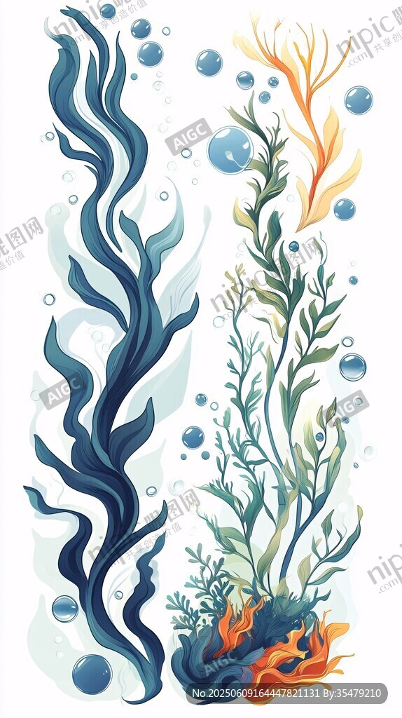 梦幻海洋植物插画