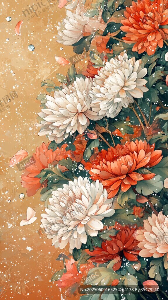 秋日繁花盛放插画