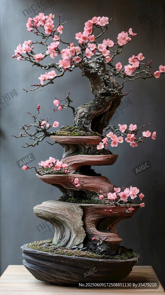 精致梅花盆景展现自然之美