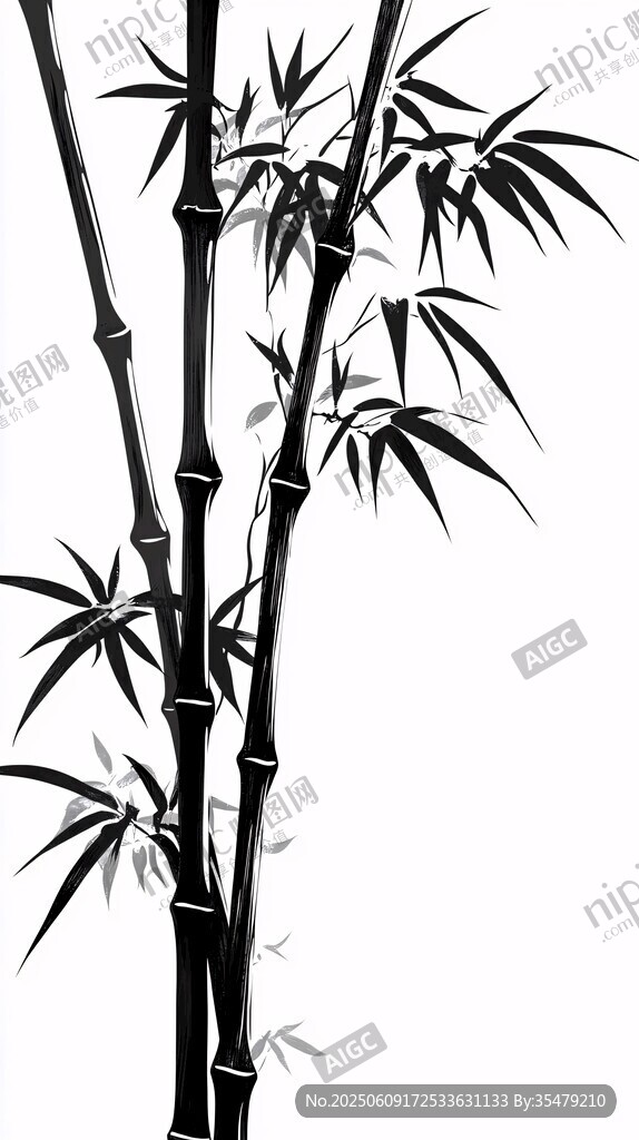 水墨风劲竹