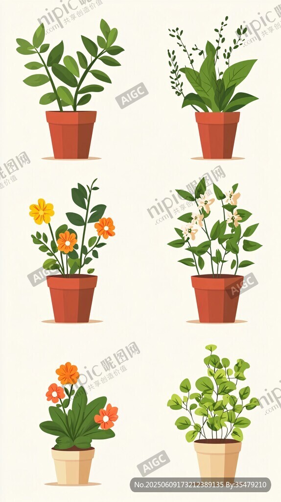 盆栽花卉插画集