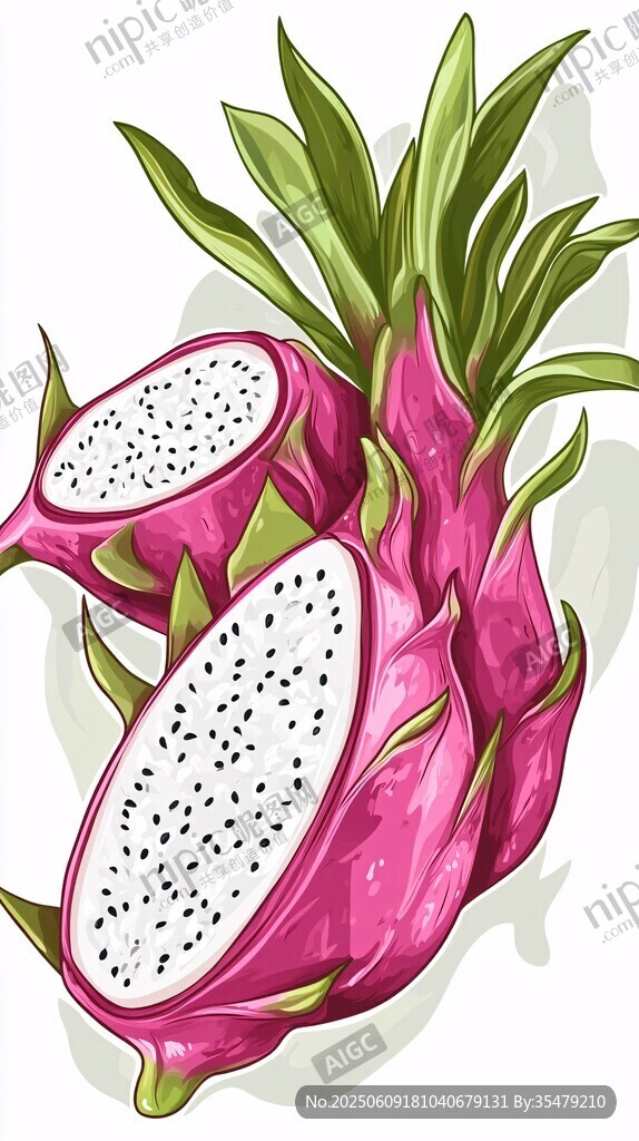 火龙果插画 新鲜多汁的美味