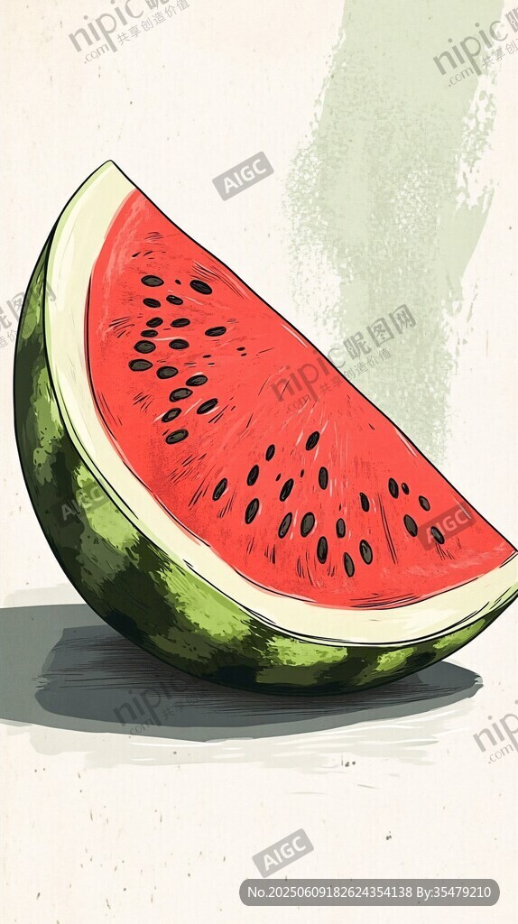 夏日美味西瓜切片插画