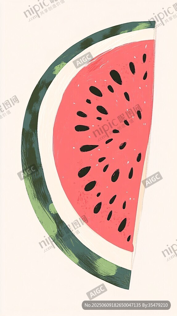 手绘西瓜切片插画