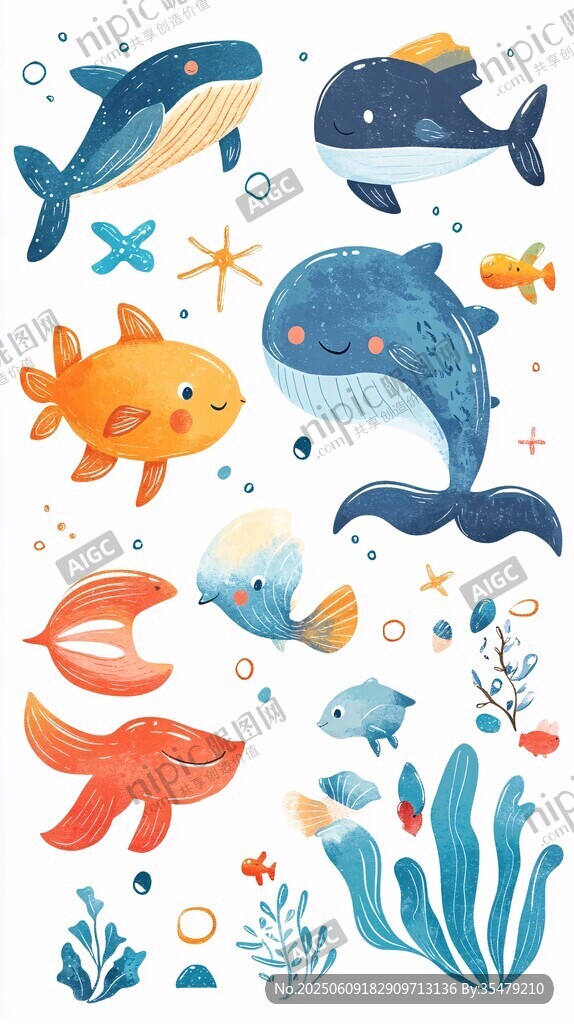 可爱海洋生物插画集合
