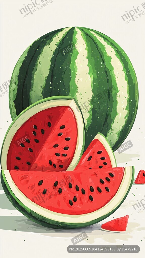 夏日西瓜切片插画