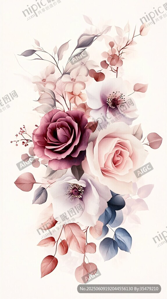 梦幻花卉插画