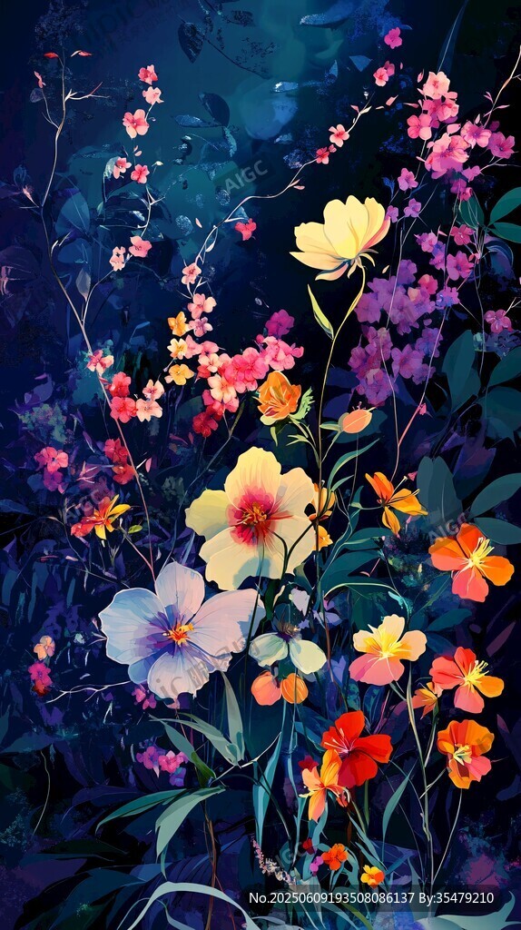 梦幻夜之花卉绽放
