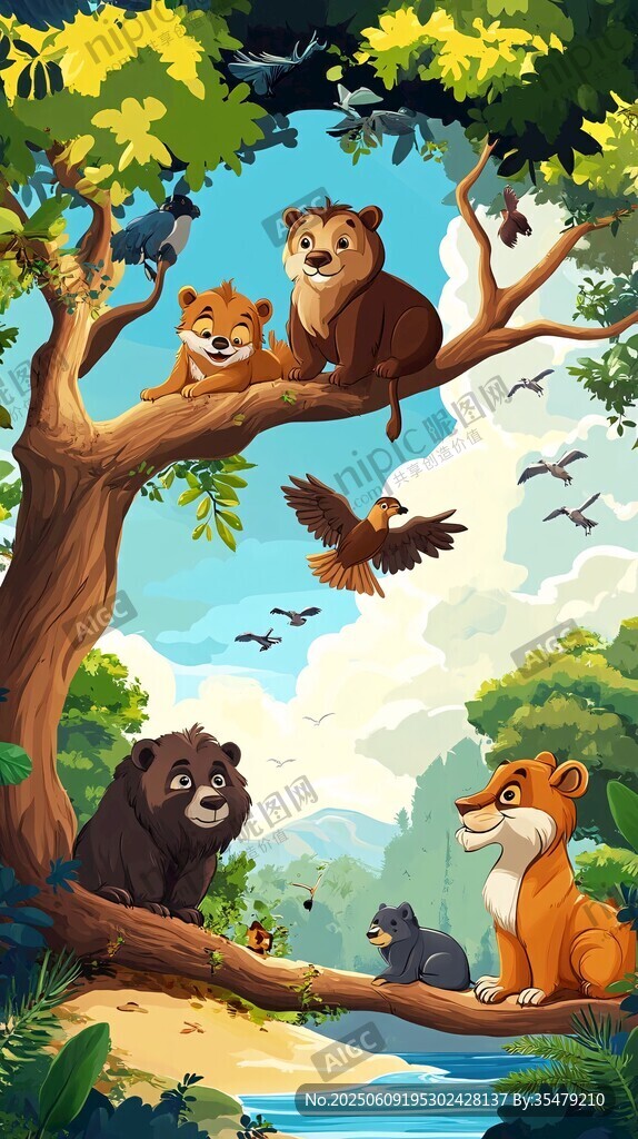 森林中动物们的欢乐聚会